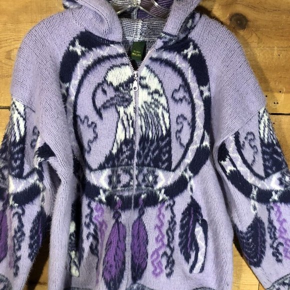 Vintage Tejidos Imalaya Wool Full Zip EAGLE NATIVE AMERICAN Jacket Womens  Sz L - Picture 3 of 11